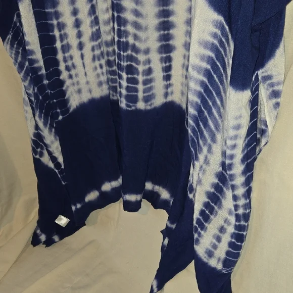 2 Chic Blue and White Tie Dyed Kimono Swim Cover Up OS Viscose - Picture 9 of 9